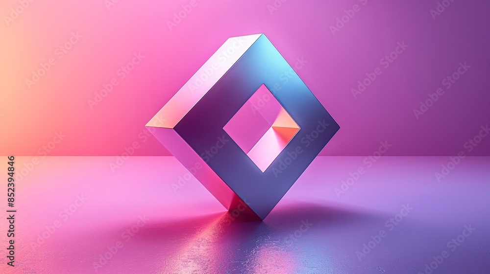 Aufkleber abstract 3d square shape futuristic object