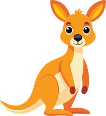 Cute Kangaroo Cartoon Vector Illustration On White Background.