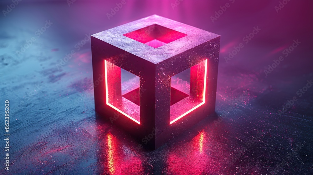 Poster abstract 3d square shape futuristic object