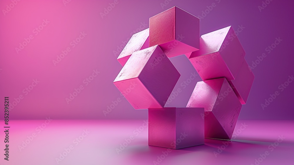 Aufkleber abstract 3d square shape futuristic object