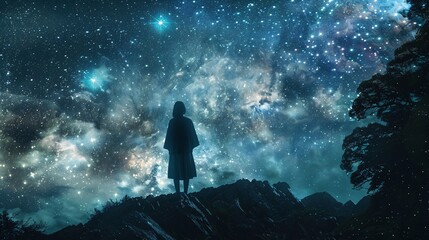 Obraz premium Solitude Beneath a Starry Sky