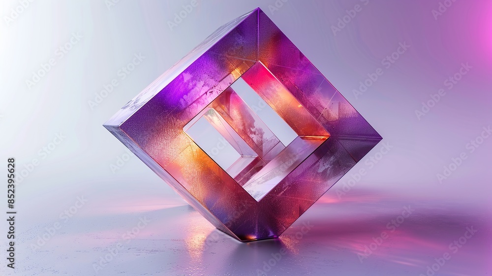 Aufkleber abstract 3d square shape futuristic object