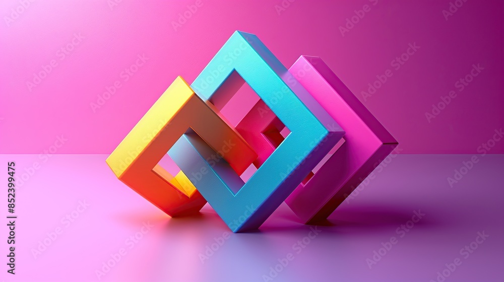Aufkleber abstract 3d square shape futuristic object