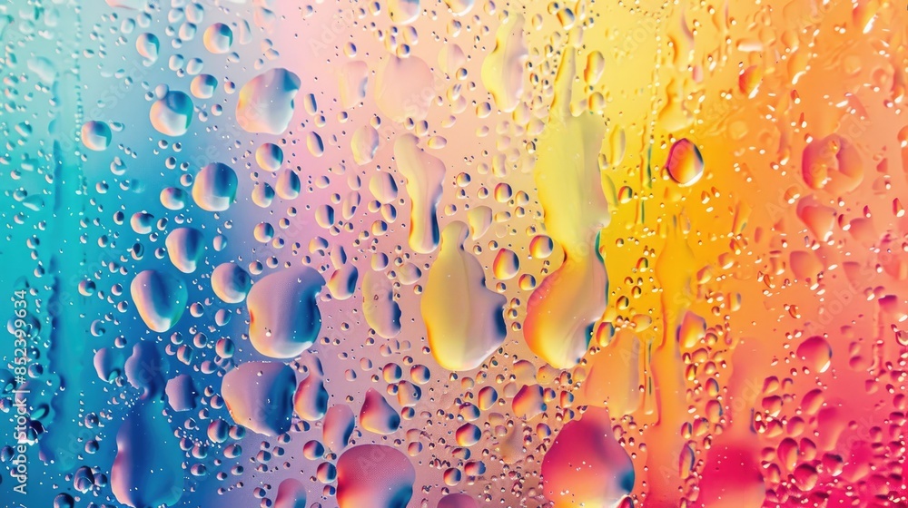 Poster colorful gradient background with abstract oil drops in water creating a psychedelic pattern