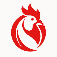 Minimalist chicken icon logo design vector art illustration.