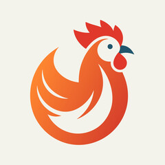 Minimalist chicken icon logo design vector art illustration.