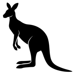 Kangaroo silhouette vector illustration white background.