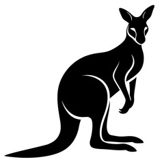 Kangaroo silhouette vector illustration white background.