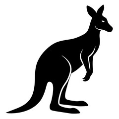 Kangaroo silhouette vector illustration white background.