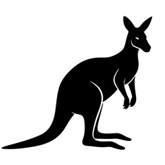 Kangaroo silhouette vector illustration white background.