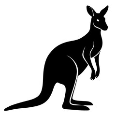 Kangaroo silhouette vector illustration white background.