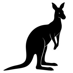 Kangaroo silhouette vector illustration white background.