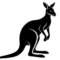 Kangaroo silhouette vector illustration white background.