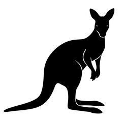 Kangaroo silhouette vector illustration white background.