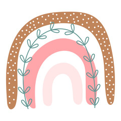 Boho style rainbow isolated on white background