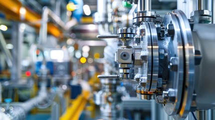 Fototapeta premium Automated Robot Arm Assembly Line Manufacturing High-Tech Green Energy Electric Vehicles