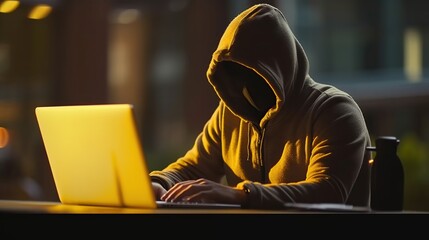 Hacked laptop by a hacker.
