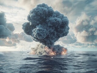 explosion nuclear bomb in ocean, Generative AI