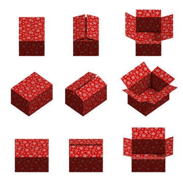 isometric delivery, gift, Christmas red 3d box set