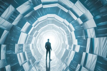 Human resource management and recruitment business concept. One person standing in epicenter