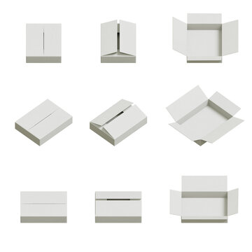 isometric white mock up delivery 3d box set