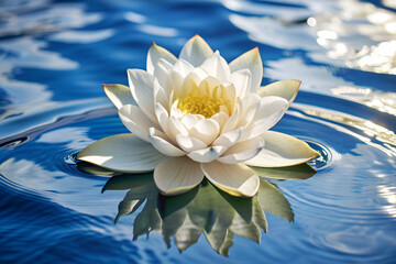 Beautiful naturally blooming lotus flowers floating on the pond