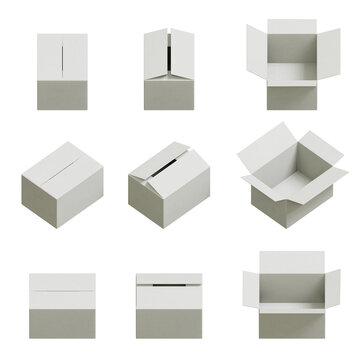 isometric white mock up delivery 3d box set