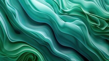 Fototapeta premium A long, flowing green wave of fabric