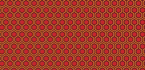 Geometric hexagon vector orange and red color seamless pattern for design textiles or background and wallpaper.eps.