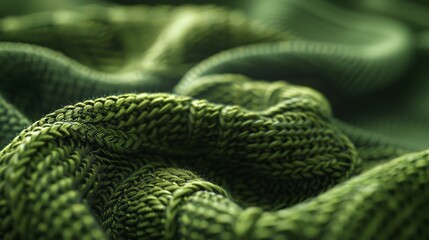 Obraz premium A close up of a green knitted fabric