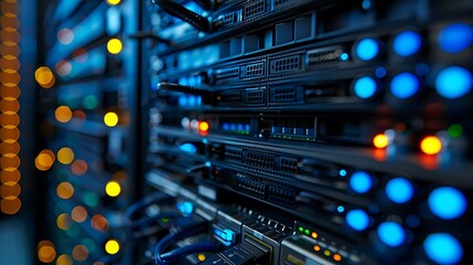 Blue computer server background