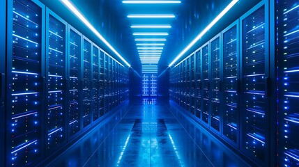 Blue computer server background