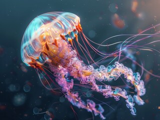 A Jellyfish With Glitched Tentacles That Appear To Be Twisting And Distorting, While Its Body Is Fragmented And Duplicated. Generative AI