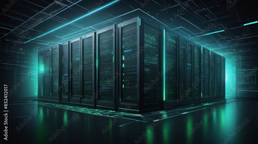 Aufkleber Design an abstract background inspired by high-tech data server racks
