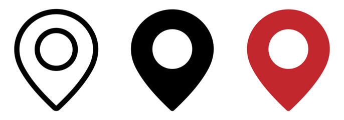 location pin icon symbol sign isolated on transparent background, map flat vector icons set