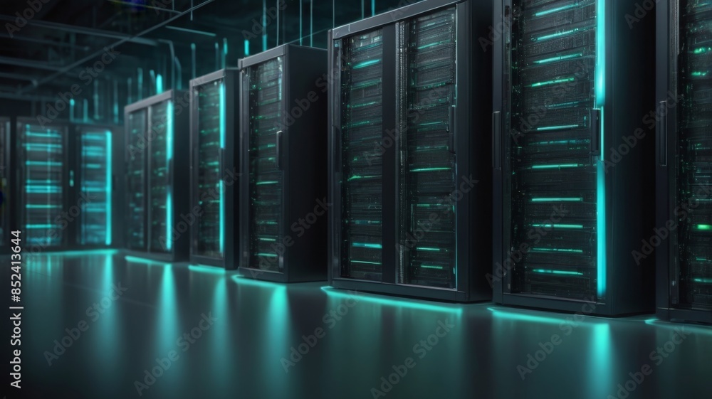 Poster Design an abstract background inspired by high-tech data server racks