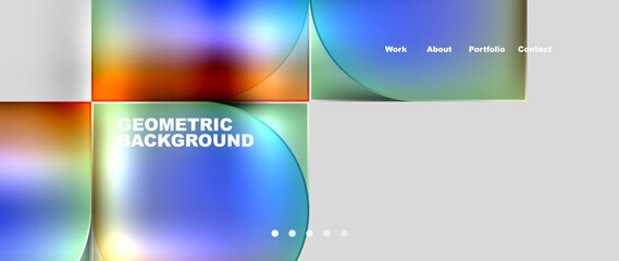 Bright colorful squares with round elements minimal geometric background. Vector Illustration For Wallpaper, Banner, Background, Card, Book Illustration, landing page