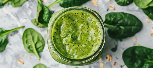 Obraz premium Healthy Green Smoothie in Jar