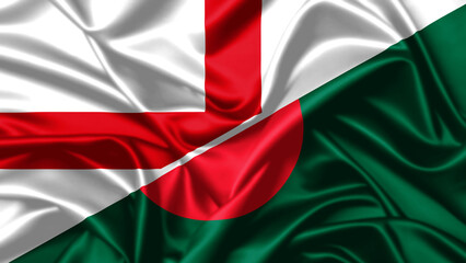 United waving flag of Bangladesh and England