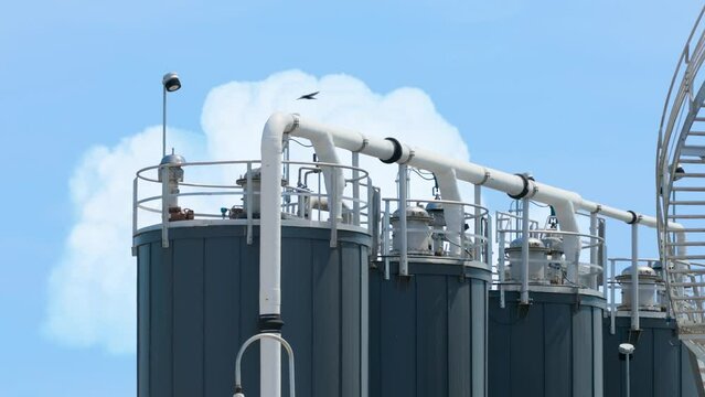 Sewage water treatment tanks converting soiled water into clean water