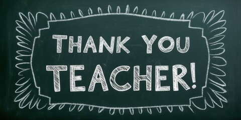 A heartfelt 'Thank You Teacher!' message in chalk on a blackboard