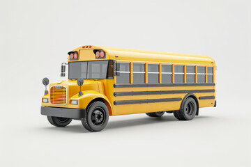 3d render of yellow school bus isolated on white background