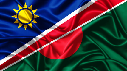 United waving flag of Bangladesh and Namibia