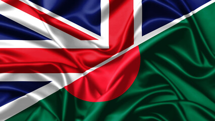 United waving flag of Bangladesh and United Kingdom
