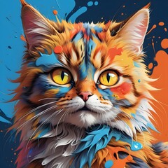A Portrait of a Splashed Cat