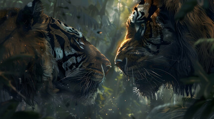 Two Tiger Faces Illustration