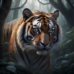 Fototapeta premium Tiger in the Jungle Mist