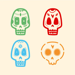 Calavera (Mexican Sugar skull), isolated on white background