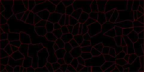 Obraz premium 3D broken glass quartz Voronoi diagram vector background. Black color Broken Stained-Glass Background with red lines. Papercut geometric mosaic tiles pattern background. Seamless vintage vector bg.