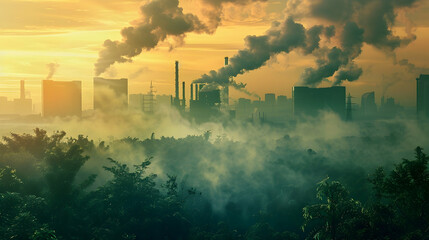 Obraz premium Smog and Fog over Cityscape Illustration